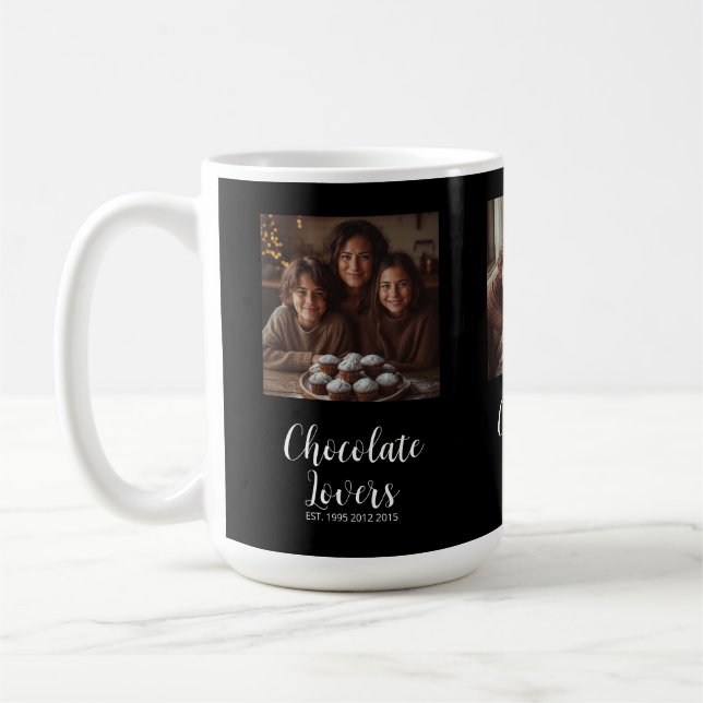 Taza De Café Black Chocolate Lovers Established 3 Photo Script (Izquierda)
