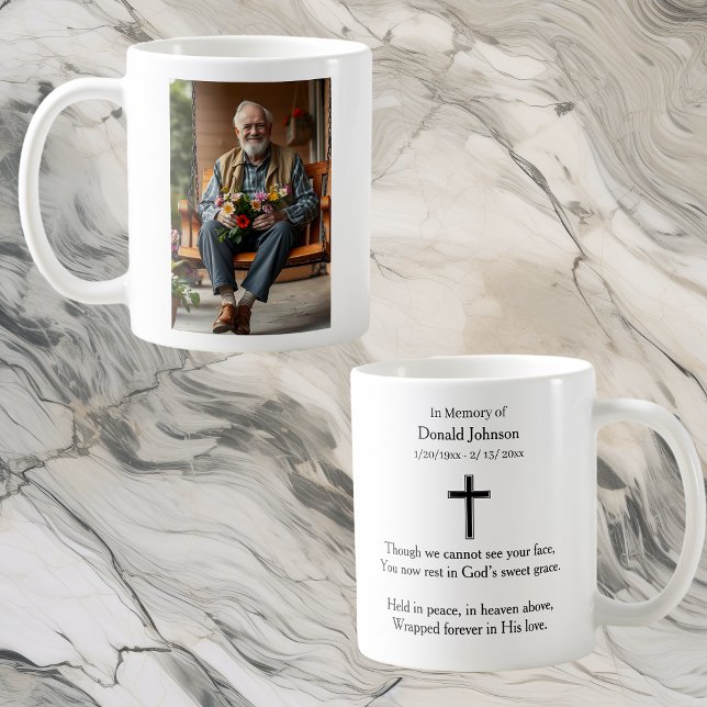 Taza De Café Black Cross and Poem Photo Memorial (Subido por el creador)