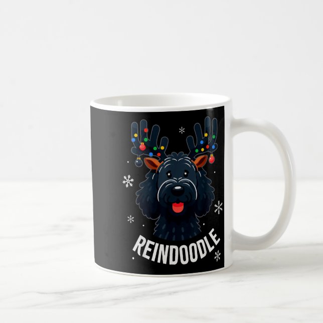 Taza De Café Black Doodle Dog Reindoodle Reindeer Doodle Christ (Derecha)