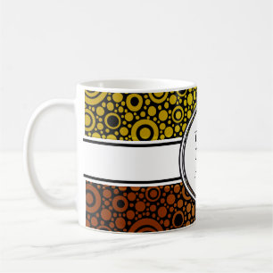 Taza De Café Black Dots & Circles Grid + tu trasero. y texto