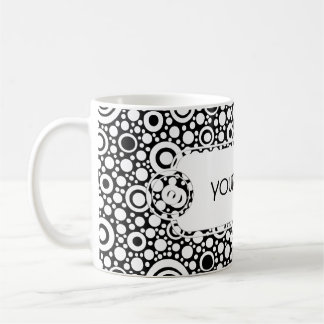 Taza De Café Black Dots & Circles Grid + tu trasero. y texto