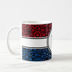 Taza De Café Black Dots & Circles Grid + tu trasero. y texto