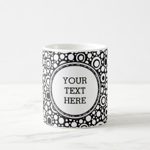 Taza De Café Black Dots & Circles Grid + tu trasero. y texto