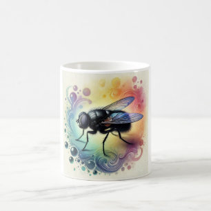 Taza De Café Black Fly in Nature 260824AREF123 - Watercolor
