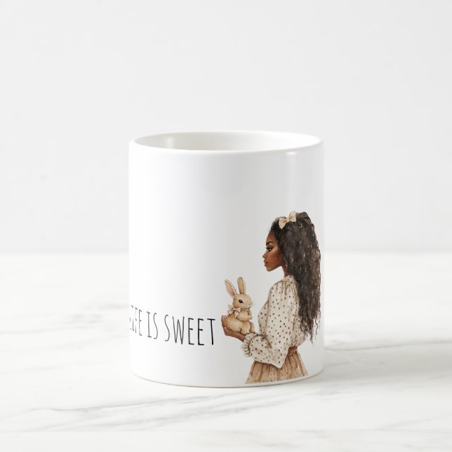 Taza De Café Black Girl Bunny Rabbit Life is sweet (Centro)