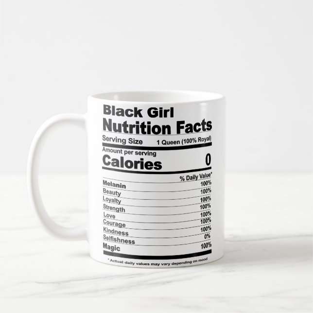 Taza De Café Black Girl Nutritional Facts Black Girl Nutrition  (Izquierda)