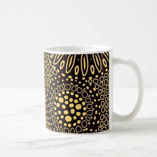 Taza De Café Black Gold Ethnic Floral Pattern Coffee Mug (Derecha)