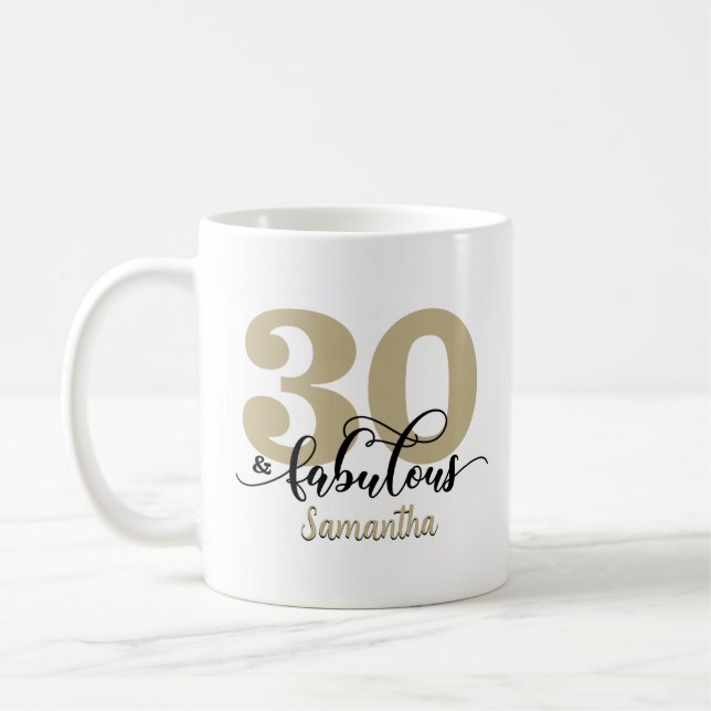 Taza De Café Black Gold Script 30 y fabuloso cumpleaños (Izquierda)