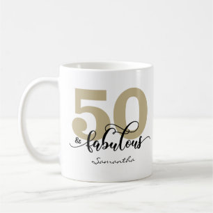 Taza De Café Black Gold Script 50 y fabuloso cumpleaños 