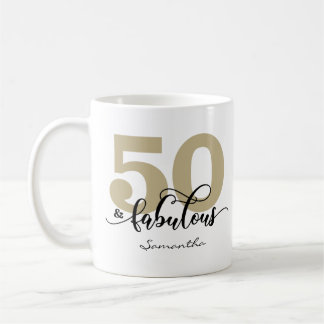 Taza De Café Black Gold Script 50 y fabuloso cumpleaños