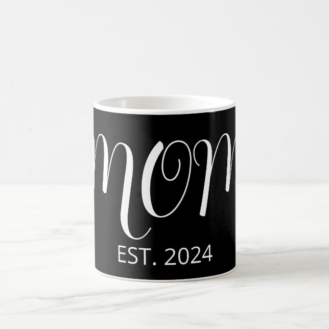 Taza De Café Black Graceful Big Script Established New Mom Gift (Centro)