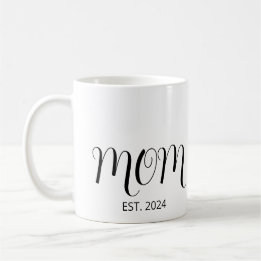 Taza De Café Black Graceful Script Established New Mom