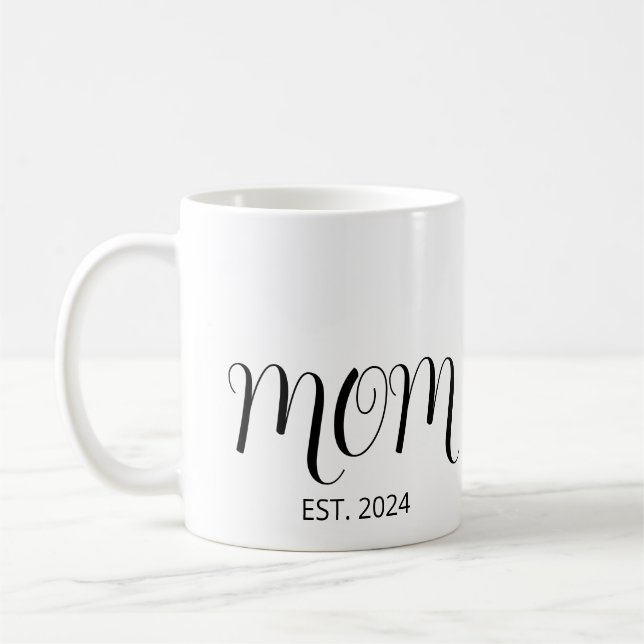 Taza De Café Black Graceful Script Established New Mom (Izquierda)