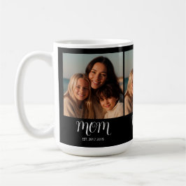 Taza De Café Black Graceful Script Mom Established 3 Photo 