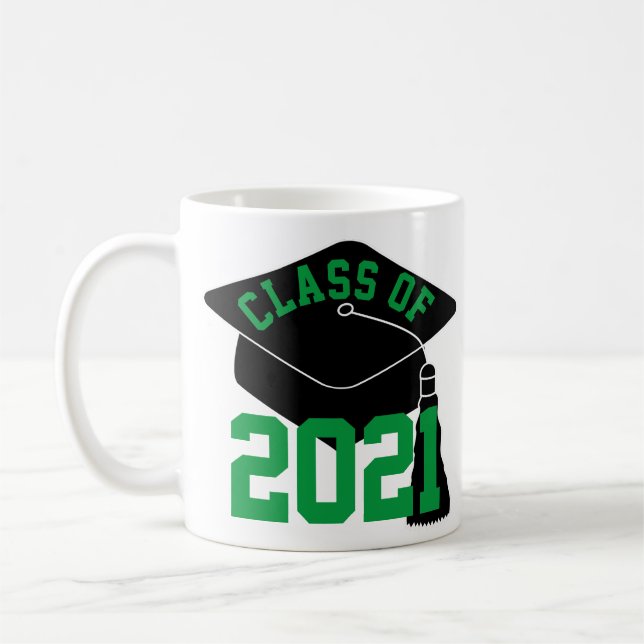 Taza De Café Black Grad Cap Green Class of 2024 Mug (Izquierda)