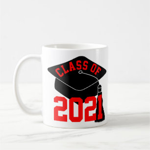 Taza De Café Black Grad Cap Red Class de 2024