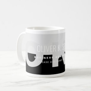 Taza De Café Black Gray Modern Professional Name Coffee Mug