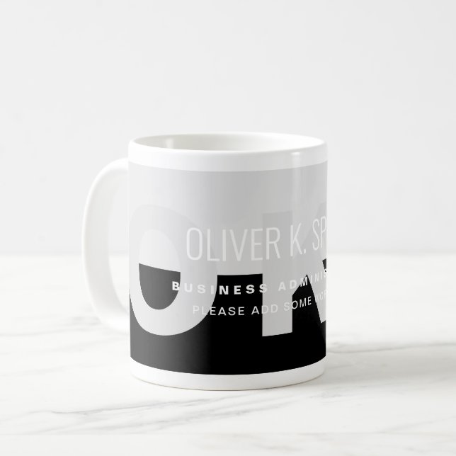 Taza De Café Black Gray Modern Professional Name Coffee Mug (Anverso izquierdo)