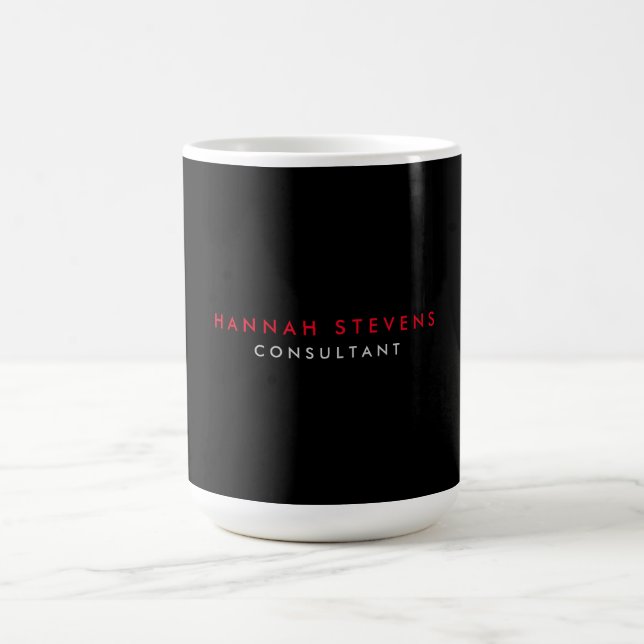Taza De Café Black Gray Red Profesional Moderno Tu Nombre (Centro)