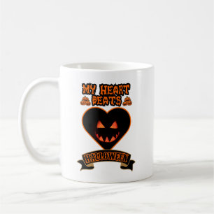 Taza De Café Black Heart Halloween Mal Calabaza Face Spooky Vib
