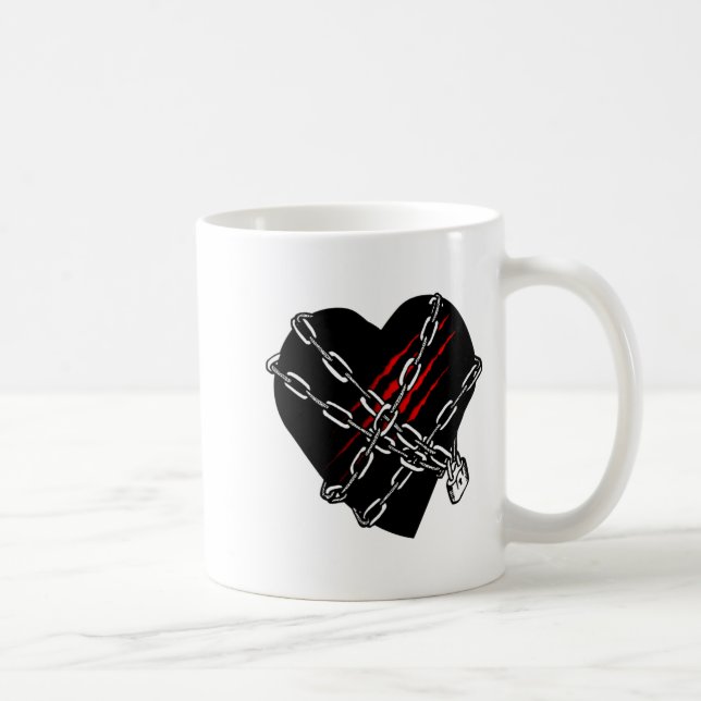 Taza De Café Black Heart Red Chains Cool Gothic Valentines Day  (Derecha)