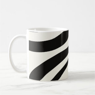 Taza De Café Black Ivory Curved Stripe Abstract