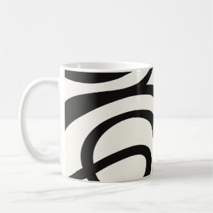 Taza De Café Black Ivory Ribbon Curve Abstract