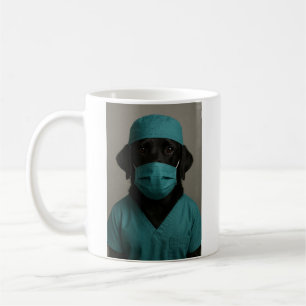 Taza De Café Black Lab en uniforme quirúrgico