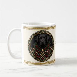 Taza De Café Black Lab Navidad Perro Personalizado