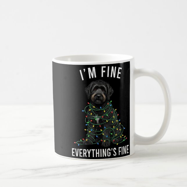 Taza De Café Black Labradoodle Christmas I'm Fine Everything Is (Derecha)