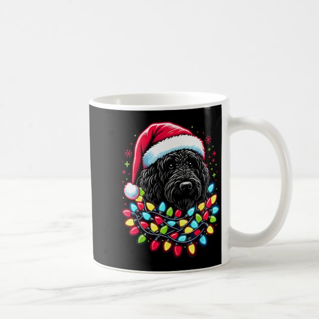 Taza De Café Black Labradoodle Christmas Tree Xmas Lights Doodl (Derecha)