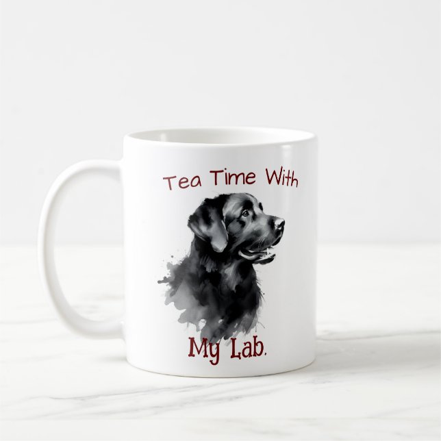 Taza De Café Black Labrador Keepsake Personalize (Izquierda)