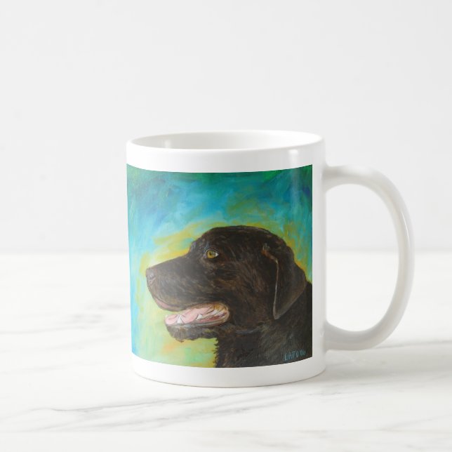 Taza De Café Black Labrador Recuperever Art Painting Mug (Derecha)