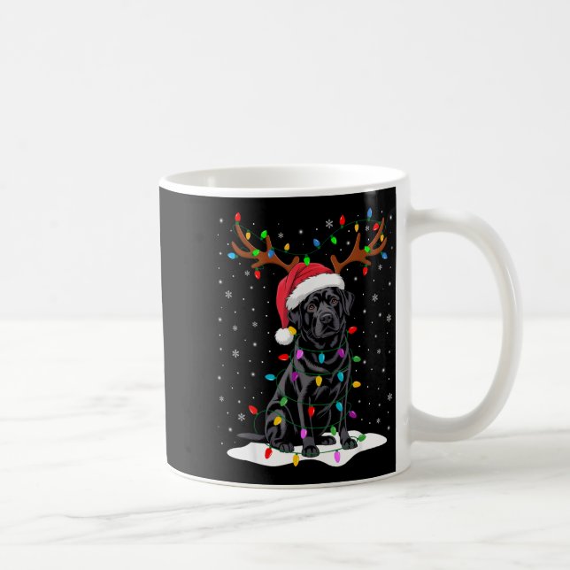 Taza De Café Black Labrador Santa Hat Reindeer Tree Lights Chri (Derecha)