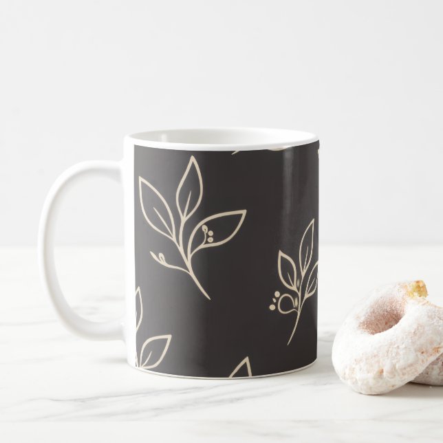 Taza De Café Black Leaf Mug | Modern Coffee Mug (Con donut)
