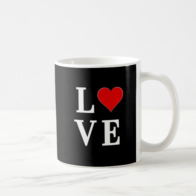 Taza De Café Black LOVE Heart Modern Trendy (Derecha)