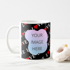 Taza De Café Black LOVE Trendy Black and White