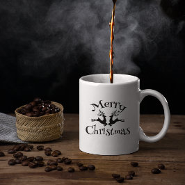 Taza De Café Black Merry Christmas Reindeer