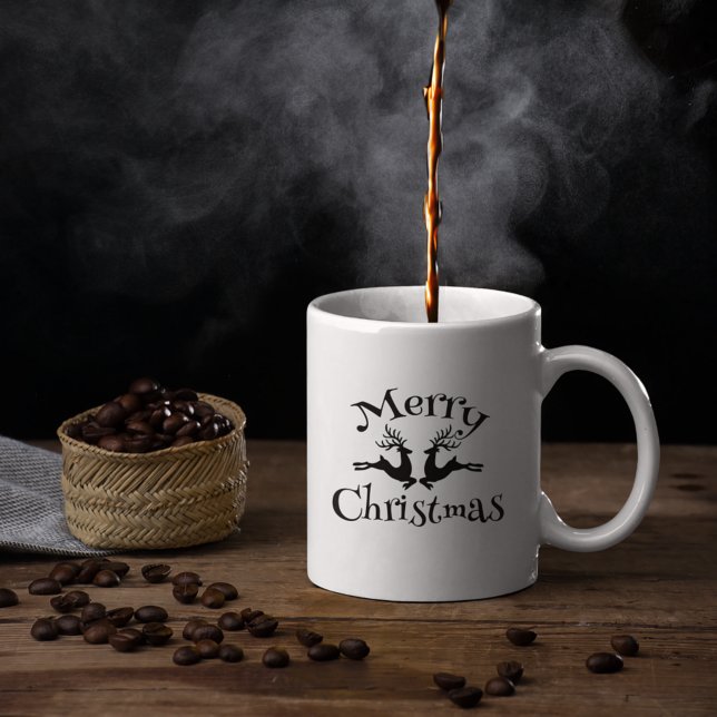 Taza De Café Black Merry Christmas Reindeer (Subido por el creador)