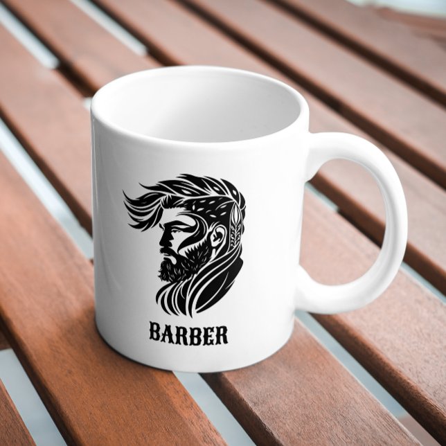 Taza De Café Black ornamental barber logo (Subido por el creador)