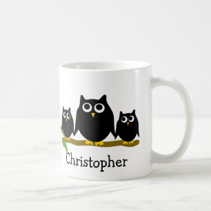 Taza De Café Black Owls Diseño Personalizado