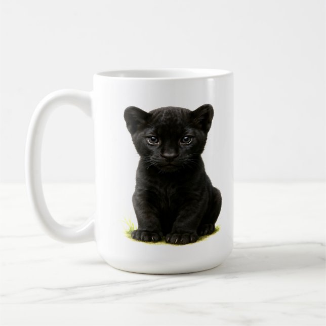 Taza De Café Black Panther Cub con ojos grandes (Izquierda)