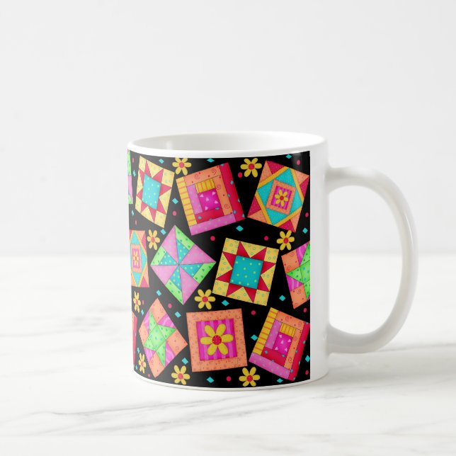 Taza De Café Black Patchwork Quilt Design Mug (Derecha)