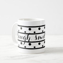 Taza De Café Black Polka Dots ríen de la cita en vivo de Sonris