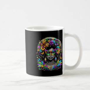 Taza De Café Black Queen Afro African Beads Máscara Mardi Gras 