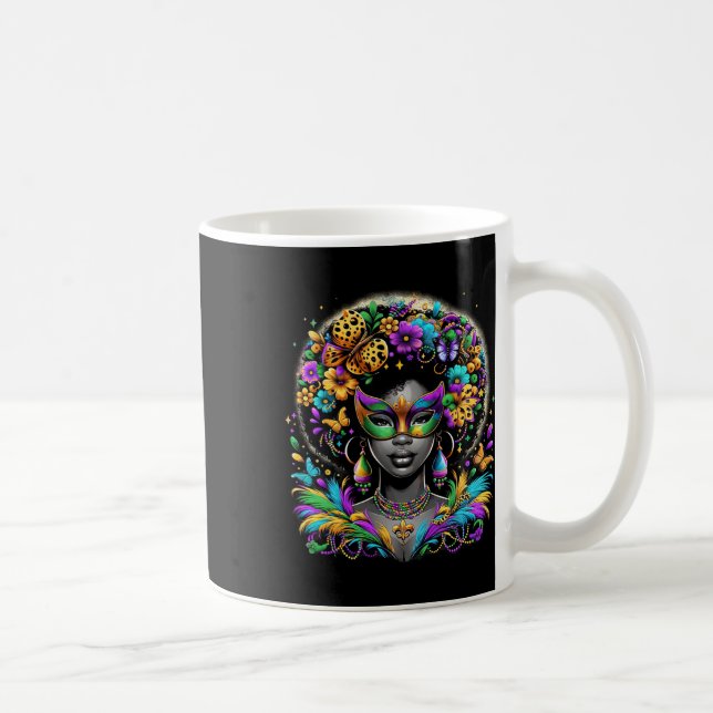 Taza De Café Black Queen Afro African Beads Máscara Mardi Gras  (Derecha)