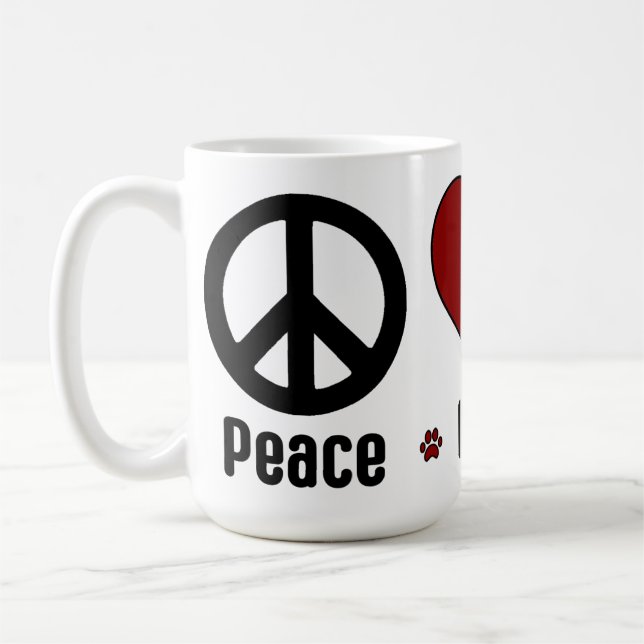 Taza De Café Black Red Peace Love BBG Mug (Izquierda)