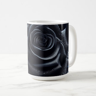 Taza De Café Black Rose on Black Brocade
