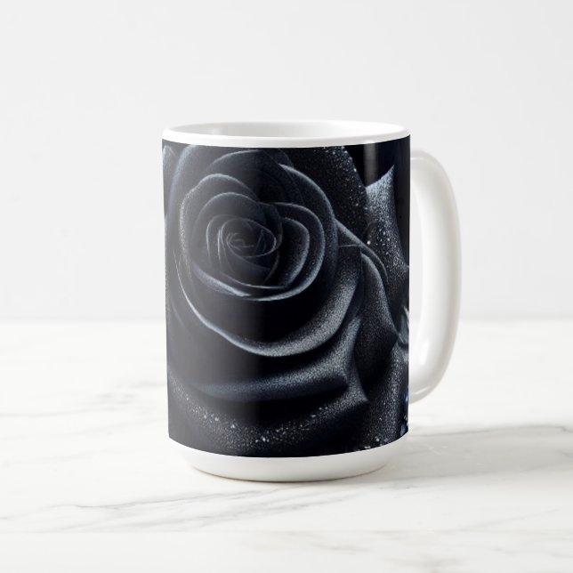 Taza De Café Black Rose on Black Brocade (Anverso derecho)