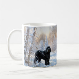 Taza De Café Black Russian Terrier Deja que nieve Navidad